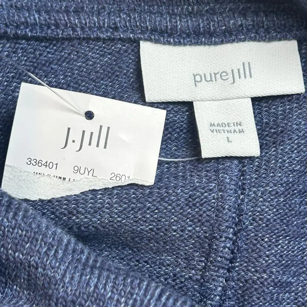 J.Jill NWT marled blue cowl neck long sleeve cozy dress with side pockets size L